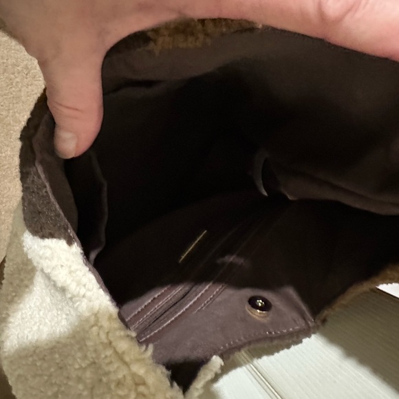 Steve Madden Brown and Cream Sherpa Shoulder Bag - Picture 3 of 3